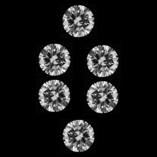 Set of 6 - 0.12 ct. Round Brilliant Diamonds UNTREATED